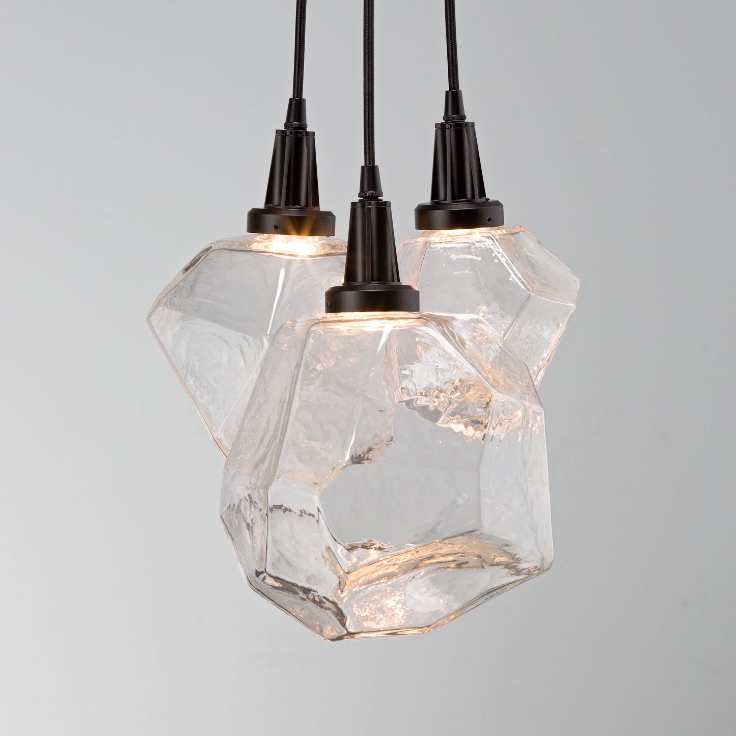 Gem 14" Wide 3 Light Hand Blown Glass LED Pendant Cluster