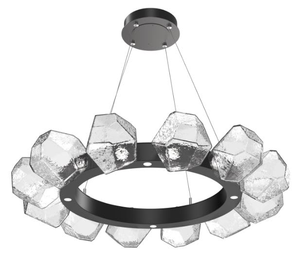 Gem 36" Wide 12 Light Radial Chandelier with Clear Glass Shades - 3000K