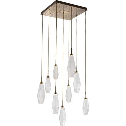 Hammerton Studio Aalto 27" Wide Artisan Crafted Geometric Optic Glass 9 Light Pendant