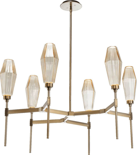 Aalto 37" Wide Artisan Crafted Geometric Optic Glass 6 Light Chandelier