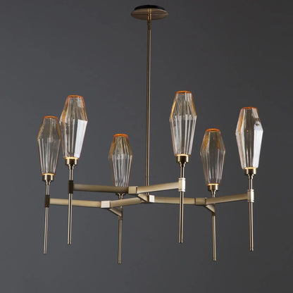 Aalto 37" Wide Artisan Crafted Geometric Optic Glass 6 Light Chandelier