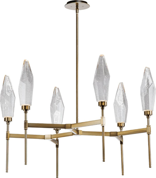 Rock Crystal 37" Wide 6 Light Hand Blown Glass LED Chandelier