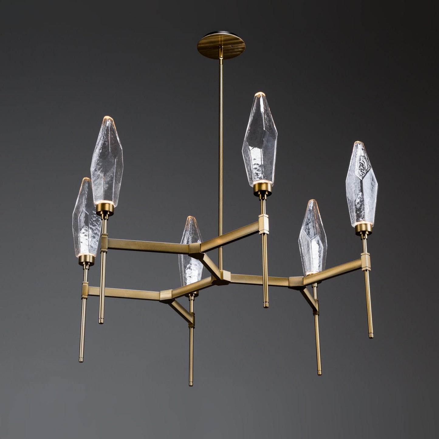 Rock Crystal 37" Wide 6 Light Hand Blown Glass LED Chandelier