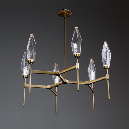 Rock Crystal 37" Wide 6 Light Hand Blown Glass LED Chandelier