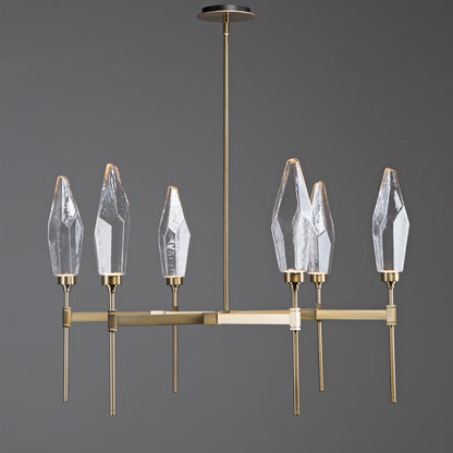 Rock Crystal 37" Wide 6 Light Hand Blown Glass LED Chandelier