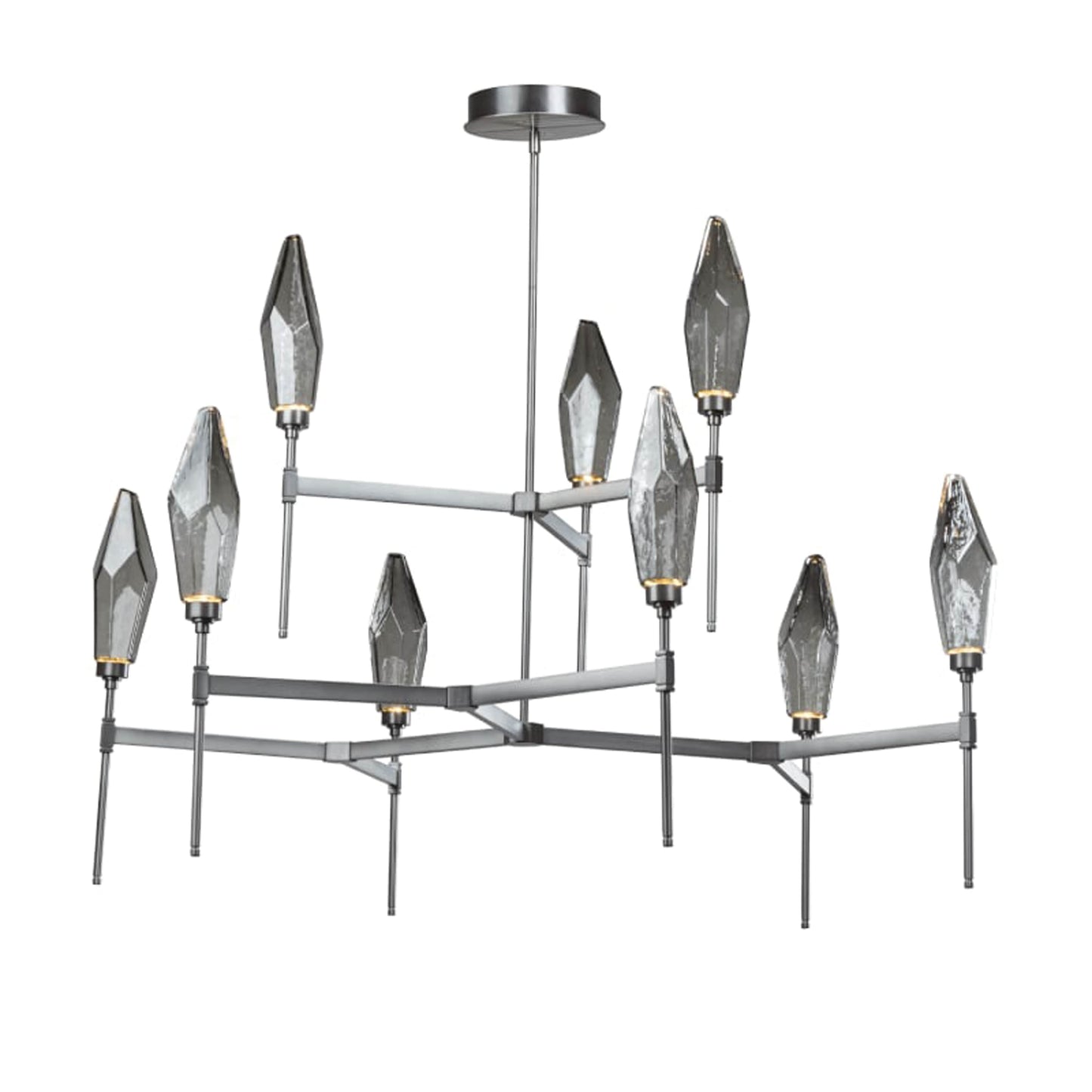 Rock Crystal 54" Wide 9 Light Hand Blown Glass LED 2 Tier Chandelier
