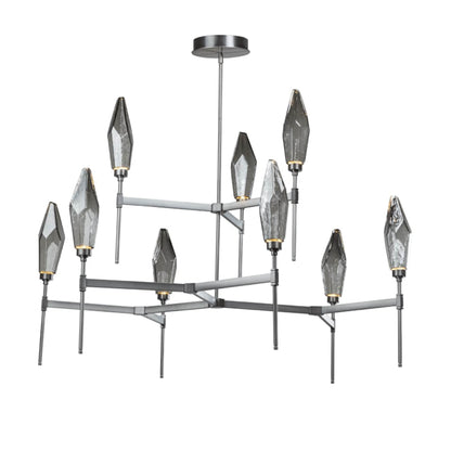 Rock Crystal 54" Wide 9 Light Hand Blown Glass LED 2 Tier Chandelier