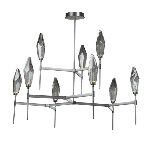 Rock Crystal 54" Wide 9 Light Hand Blown Glass LED 2 Tier Chandelier