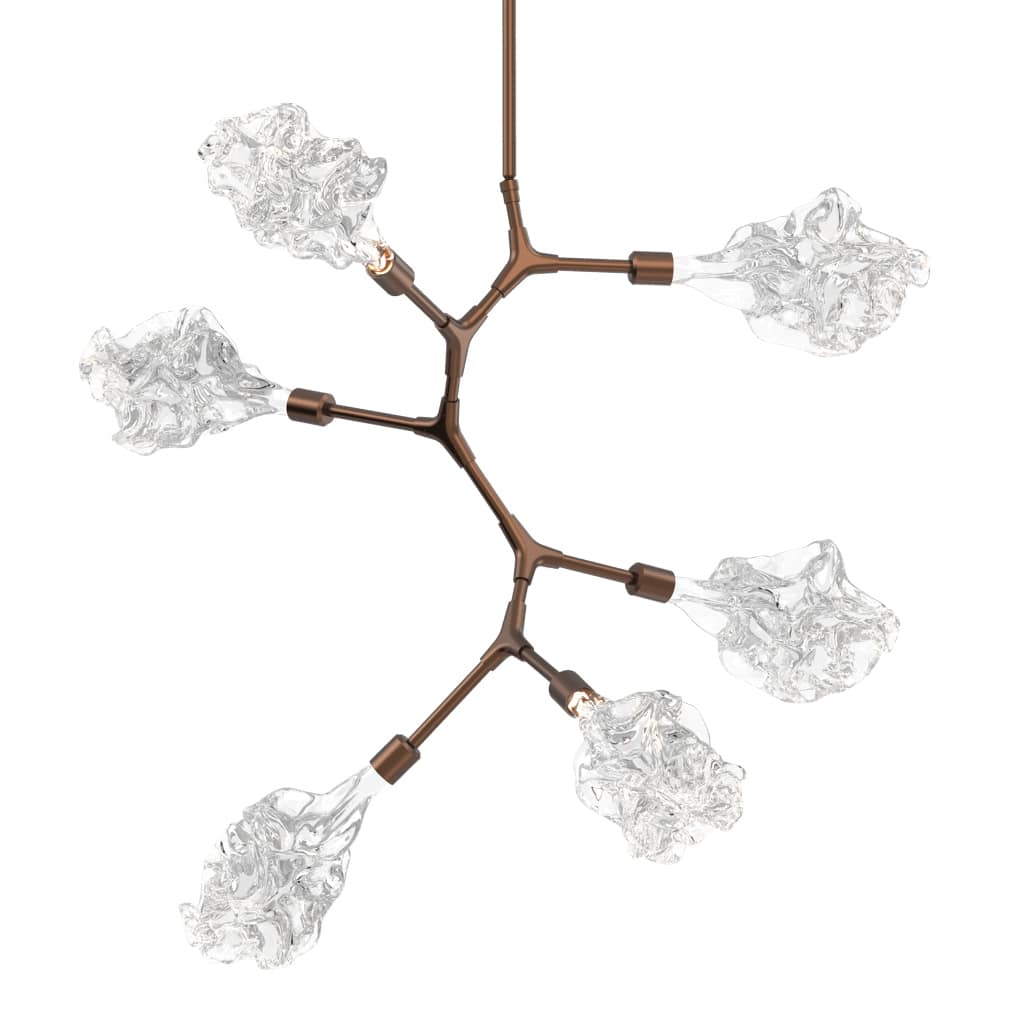Blossom 32" Wide 6 Light LED Abstract Chandelier with Clear Blossom Blown Glass Shades