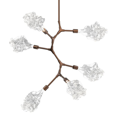Blossom 32" Wide 6 Light LED Abstract Chandelier with Clear Blossom Blown Glass Shades