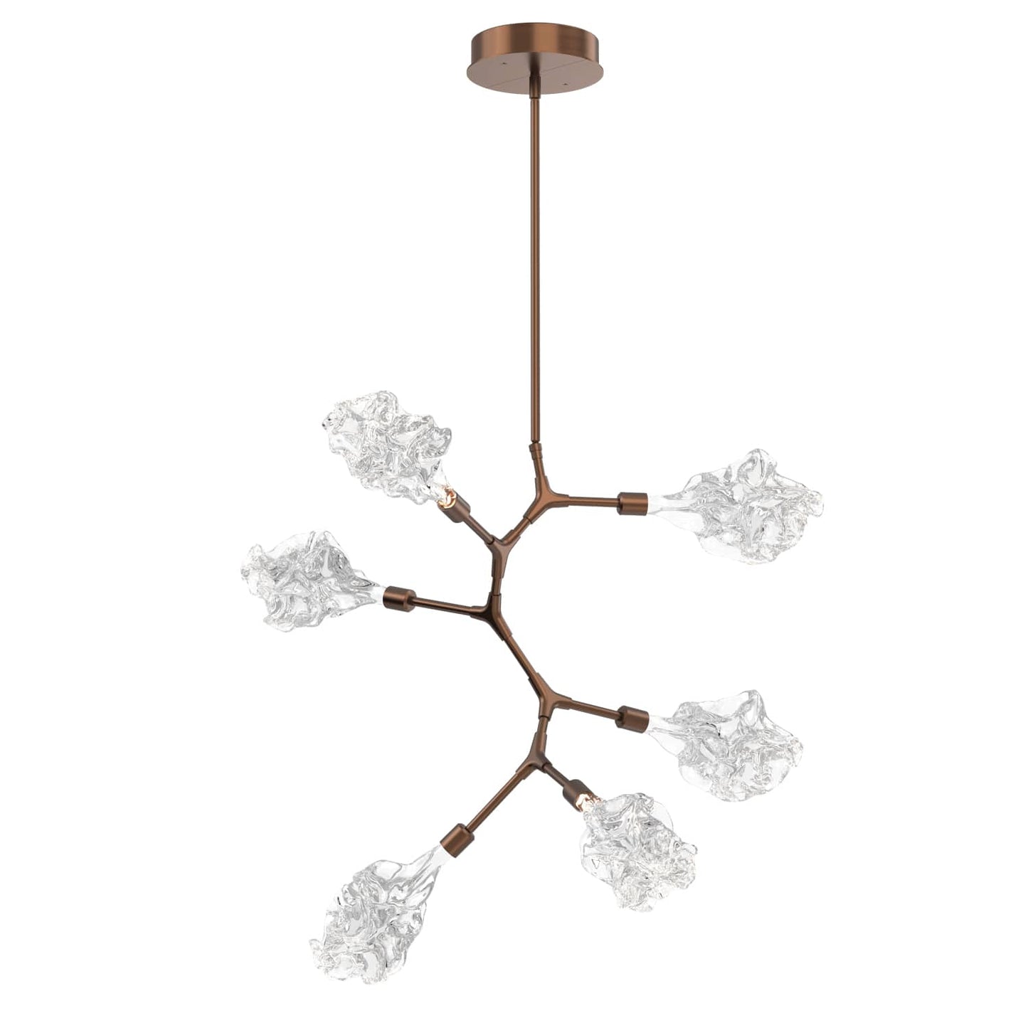 Blossom 32" Wide 6 Light LED Abstract Chandelier with Clear Blossom Blown Glass Shades