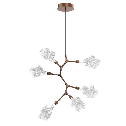 Blossom 32" Wide 6 Light LED Abstract Chandelier with Clear Blossom Blown Glass Shades