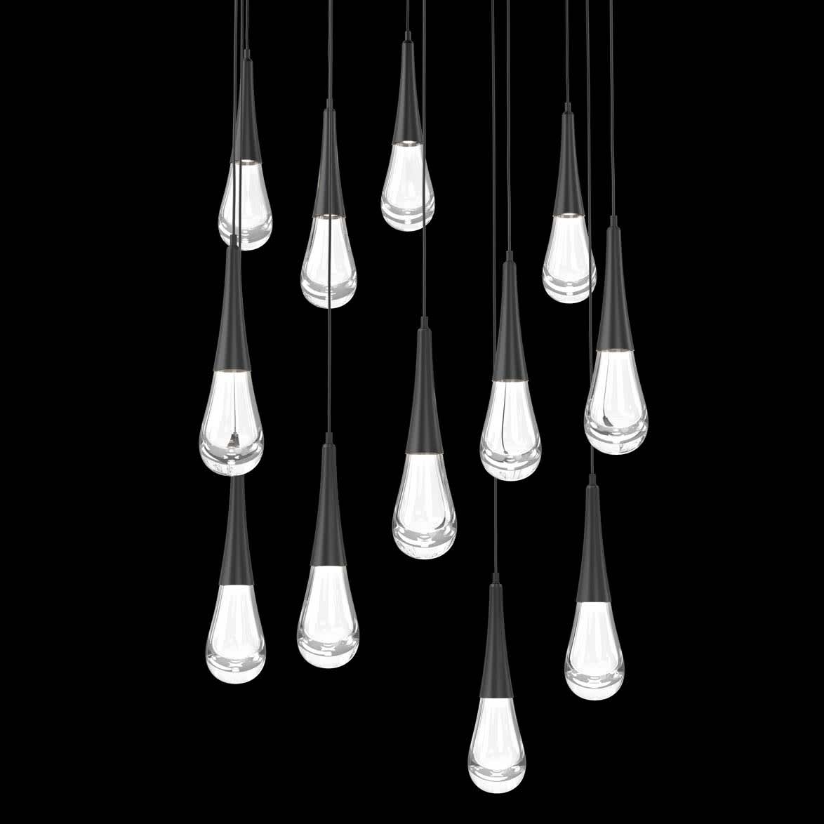Raindrop 12 Light 33" Wide LED Abstract Multi Light Pendant - 2700K