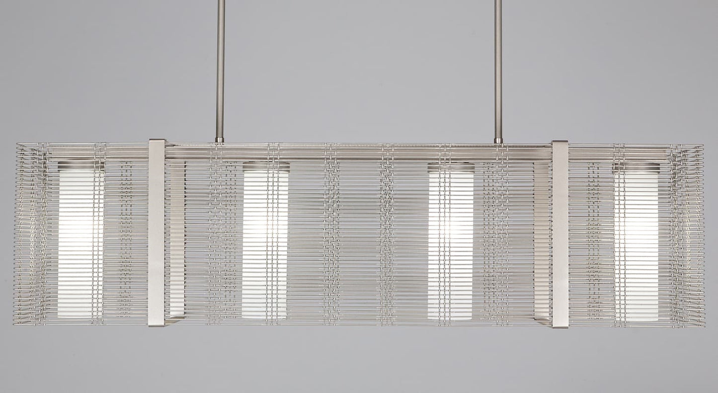 Downtown Mesh 4 Light 45" Wide Chandelier - Medium (E26) with Frosted Glass Inner Shades and Finished to Match Outer Metal Shade
