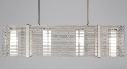 Downtown Mesh 4 Light 45" Wide Chandelier - Medium (E26) with Frosted Glass Inner Shades and Finished to Match Outer Metal Shade