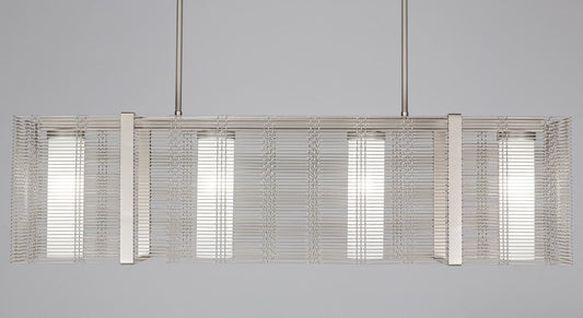 Downtown Mesh 4 Light 45" Wide Chandelier - Medium (E26) with Frosted Glass Inner Shades and Finished to Match Outer Metal Shade