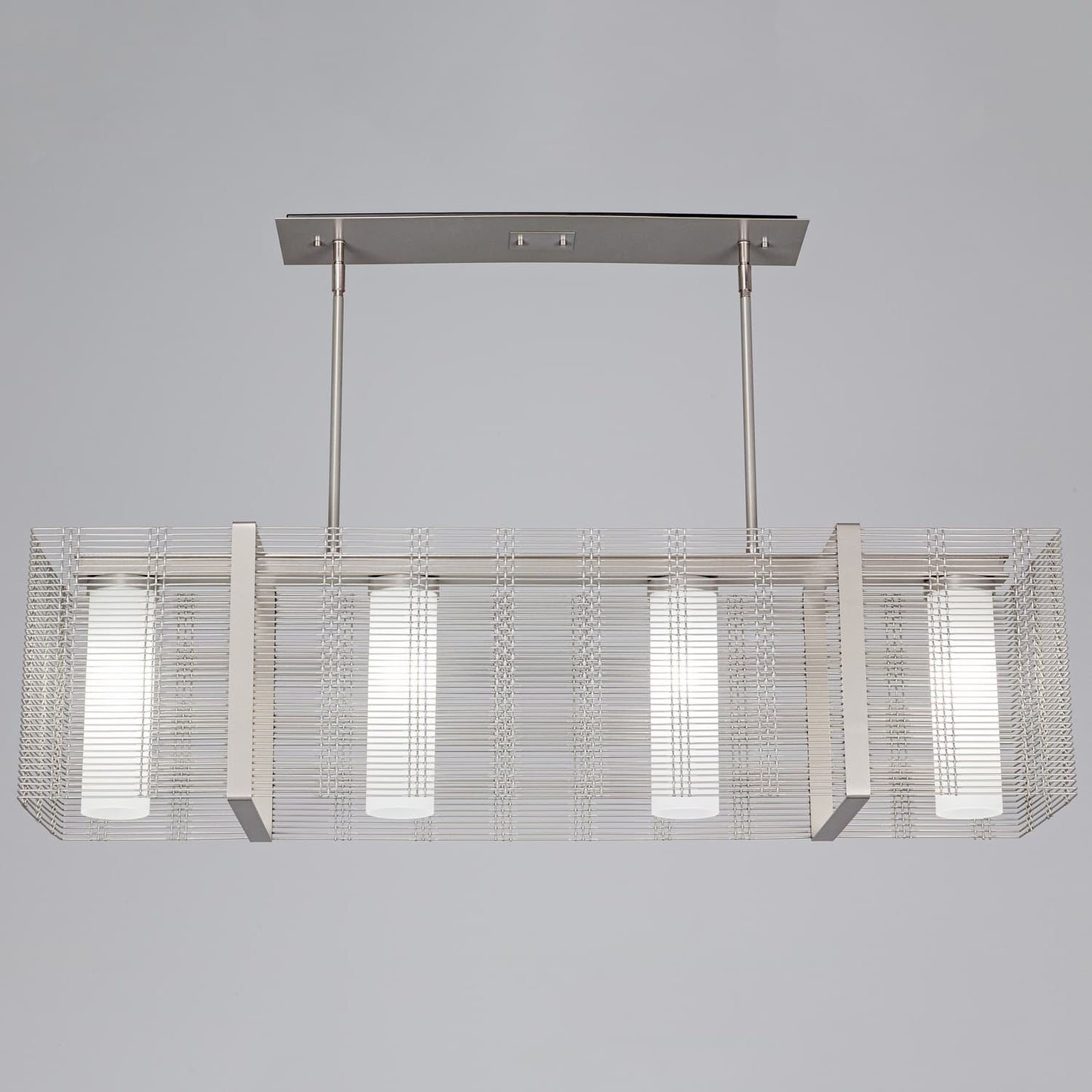 Downtown Mesh 4 Light 45" Wide Chandelier - Medium (E26) with Frosted Glass Inner Shades and Finished to Match Outer Metal Shade