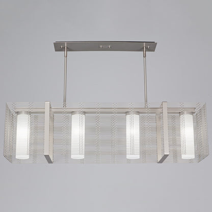 Downtown Mesh 4 Light 45" Wide Chandelier - Medium (E26) with Frosted Glass Inner Shades and Finished to Match Outer Metal Shade