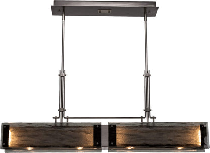 Urban Loft 44" Wide Artisan Crafted Linear Chandelier with Hand Textured Glass