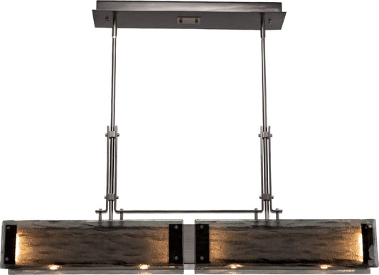 Urban Loft 44" Wide Artisan Crafted Linear Chandelier with Hand Textured Glass