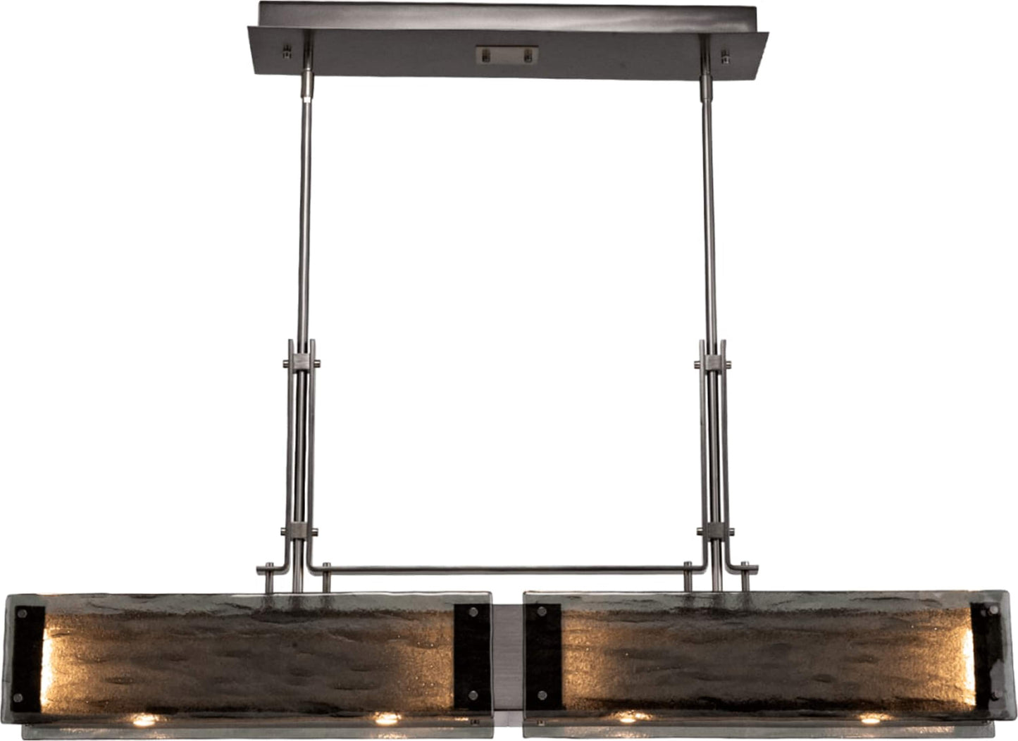 Urban Loft 44" Wide Artisan Crafted Linear LED Chandelier with Hand Textured Glass