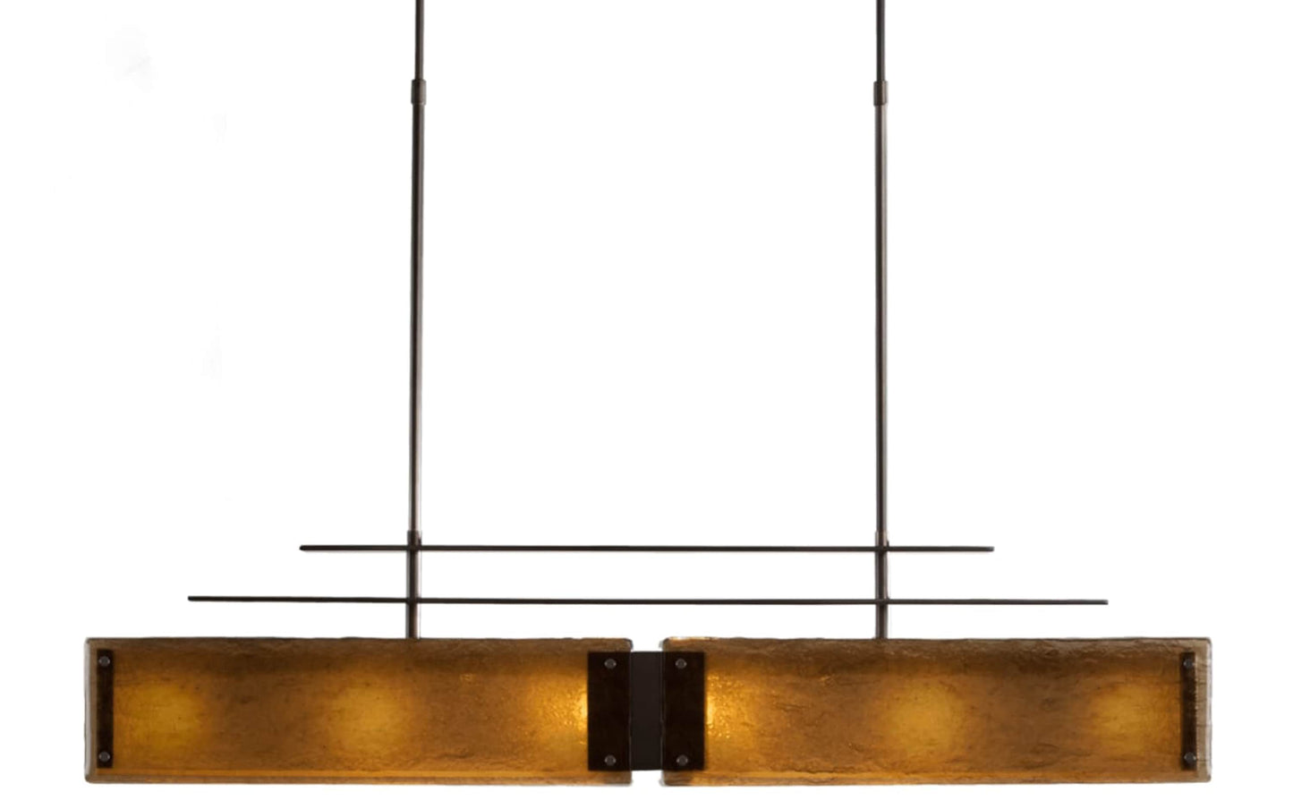 Urban Loft Parallel 44" Wide Artisan Crafted Linear Chandelier with Hand Textured Glass