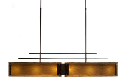 Urban Loft Parallel 44" Wide Artisan Crafted Linear Chandelier with Hand Textured Glass