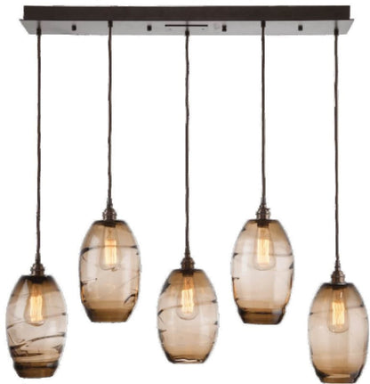 Ellisse 38" Wide Artisan Crafted 5 Light Optic Glass Linear Pendant
