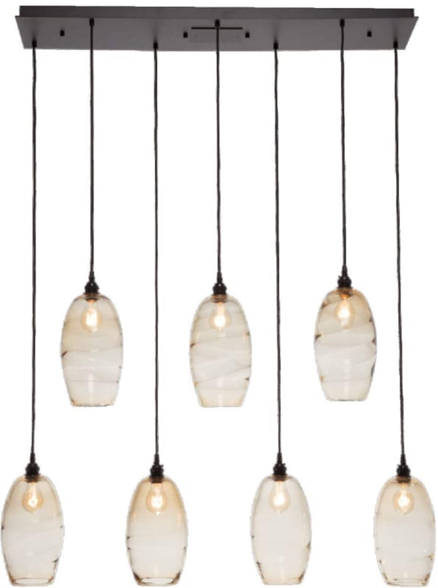Ellisse 47" Wide Artisan Crafted 7 Light Optic Glass Linear Pendant