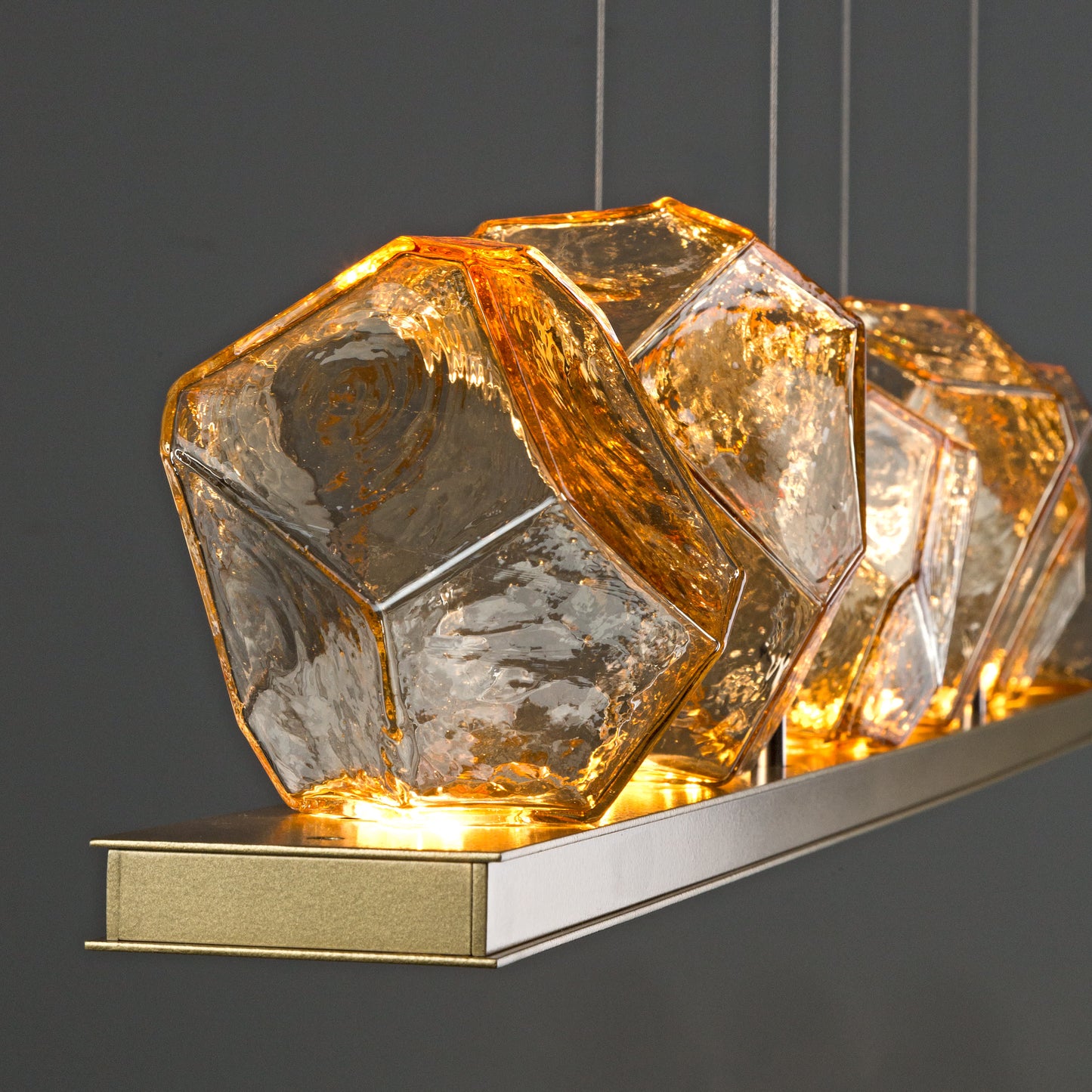 Gem 44" Wide 10 Light Hand Blown Glass LED Linear Suspension