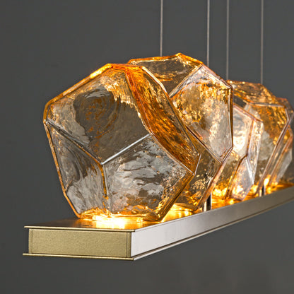 Gem 44" Wide 10 Light Hand Blown Glass LED Linear Suspension