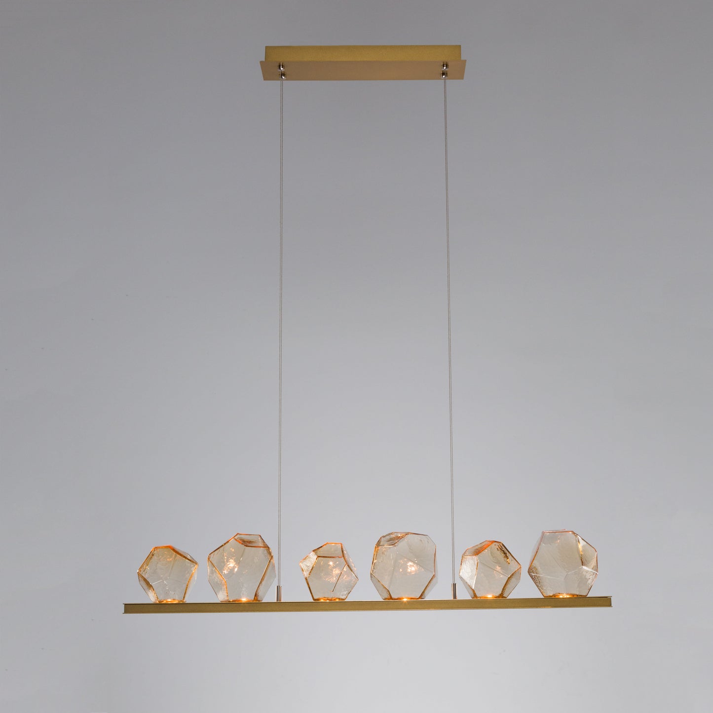 Gem 44" Wide 10 Light Hand Blown Glass LED Linear Suspension