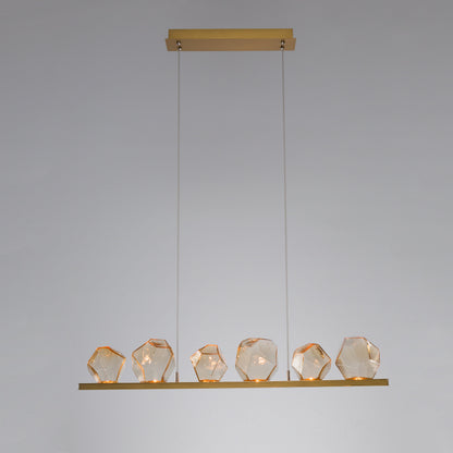 Gem 44" Wide 10 Light Hand Blown Glass LED Linear Suspension