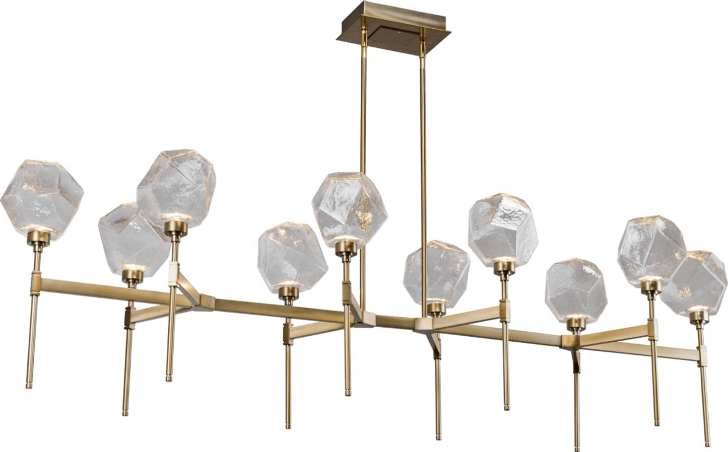 Gem 69" Wide 10 Light Hand Blown Glass LED Linear Chandelier