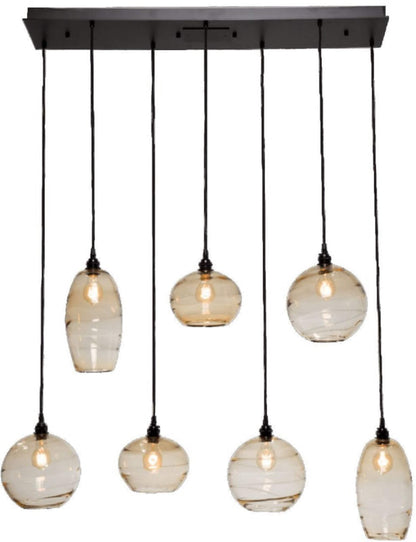 Misto 48" Wide Artisan Crafted Optic Glass 7 Light Linear Pendant