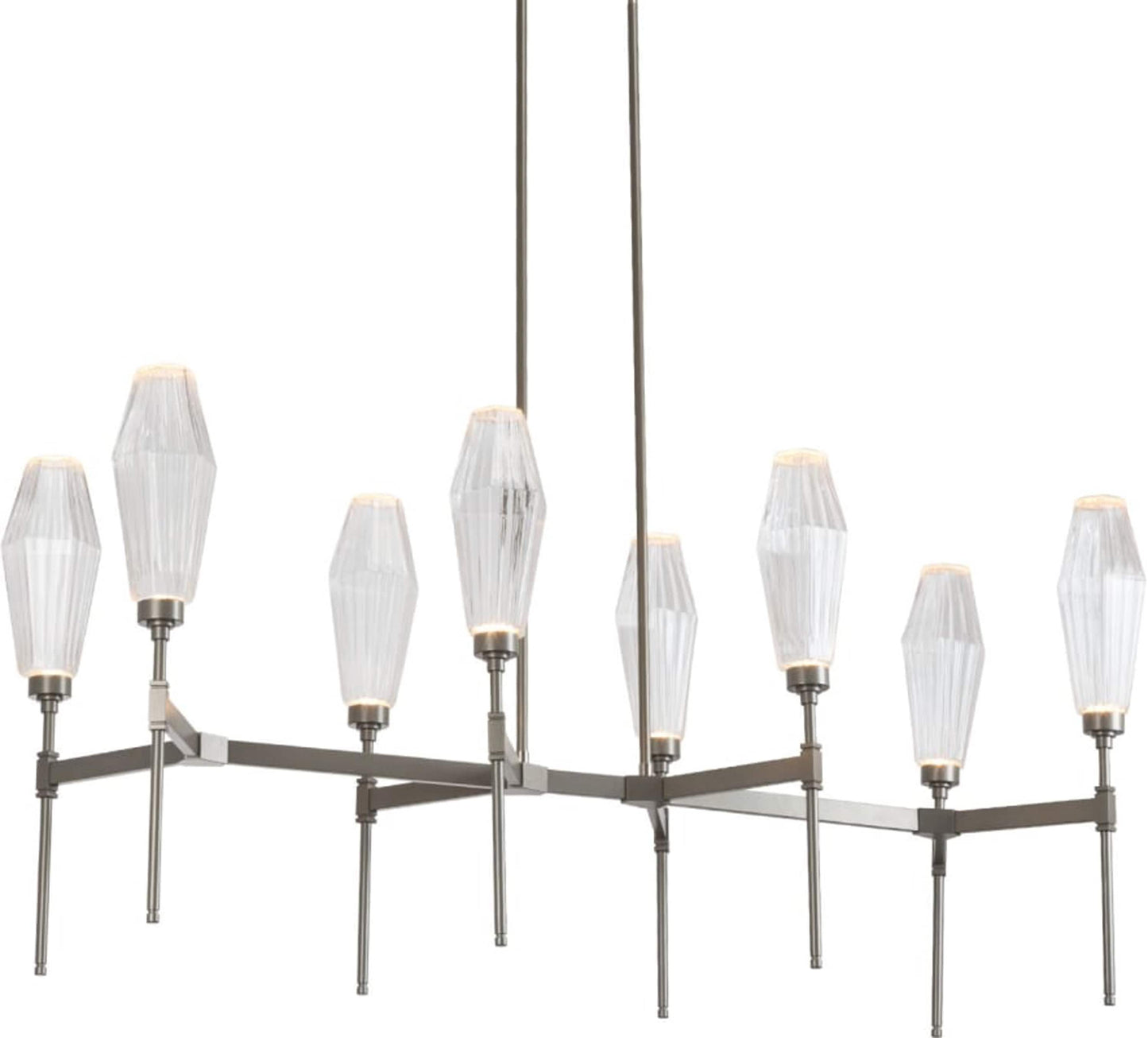 Aalto 48" Wide Artisan Crafted Geometric Optic Glass 8 Light Linear Chandelier