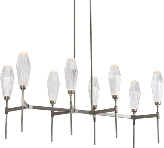 Aalto 48" Wide Artisan Crafted Geometric Optic Glass 8 Light Linear Chandelier
