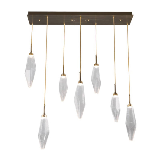 Rock Crystal 44" Wide 7 Light Hand Blown Glass Linear LED Pendant