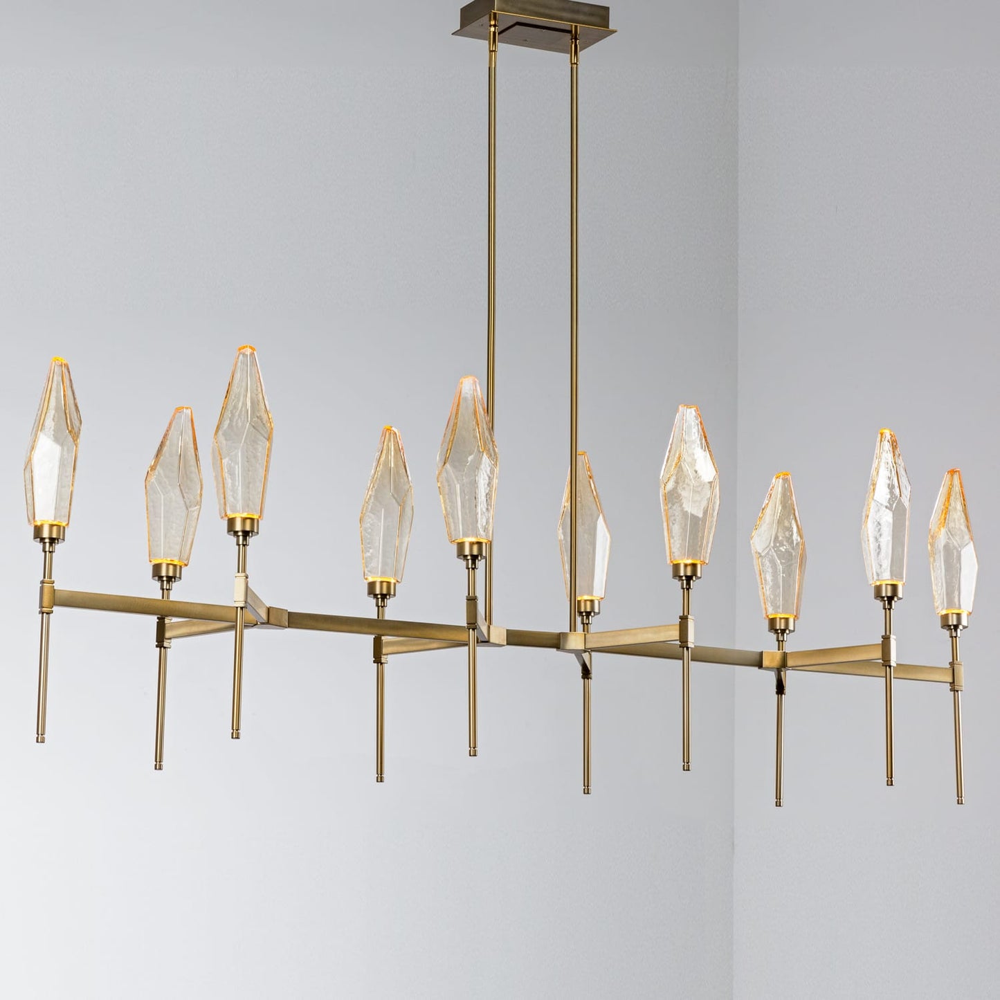 Rock Crystal 67" Wide 10 Light Hand Blown Glass Linear LED Chandelier