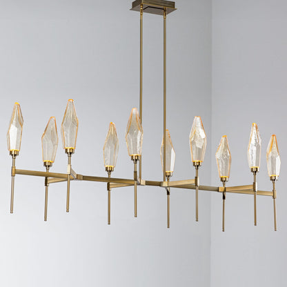 Rock Crystal 67" Wide 10 Light Hand Blown Glass Linear LED Chandelier