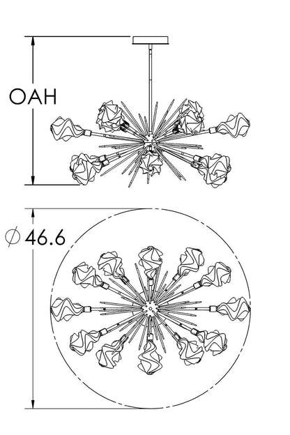 Blossom 12 Light 46" Wide LED Sputnik Chandelier