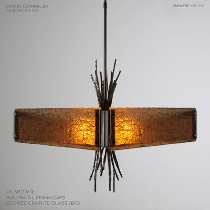 Ironwood 24" Wide Artisan Crafted Chandelier with Hand Textured Glass and Sculpted Steel