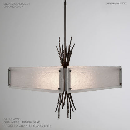 Ironwood 24" Wide Artisan Crafted Chandelier with Hand Textured Glass and Sculpted Steel