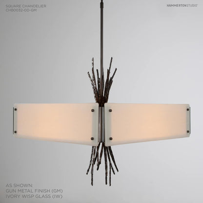 Ironwood 24" Wide Artisan Crafted Chandelier with Hand Textured Glass and Sculpted Steel
