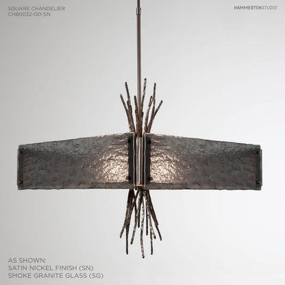 Ironwood 24" Wide Artisan Crafted Chandelier with Hand Textured Glass and Sculpted Steel