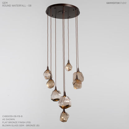 Gem 28" Wide 8 Light Hand Blown Glass LED Pendant