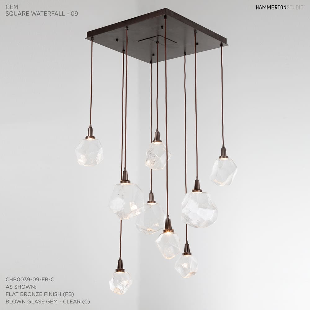 Gem 30" Wide 9 Light Hand Blown Glass LED Pendant