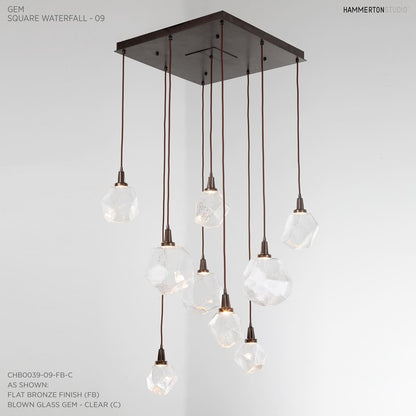 Gem 30" Wide 9 Light Hand Blown Glass LED Pendant