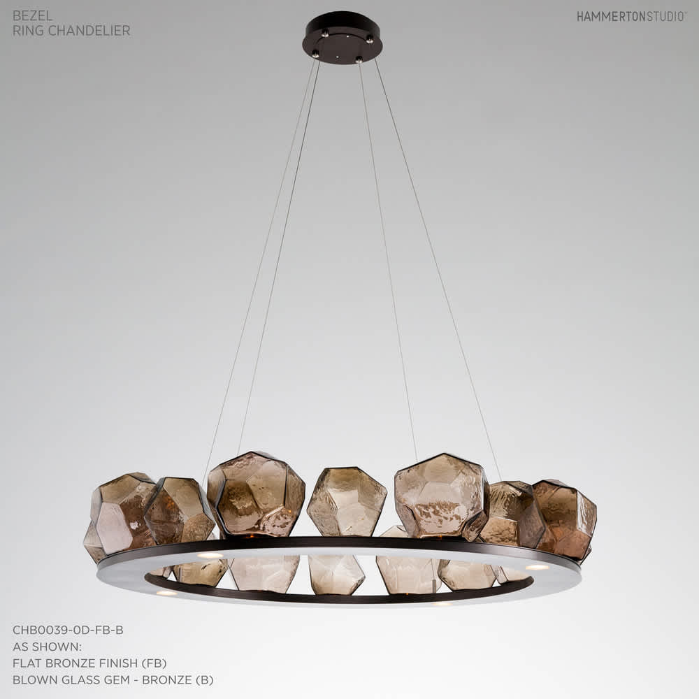 Gem 48" Wide 20 Light Hand Blown Glass LED Ring Chandelier