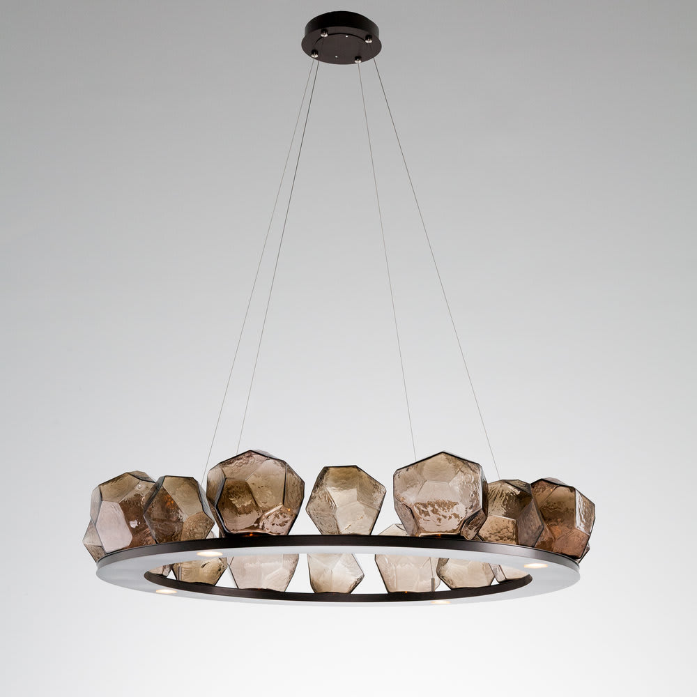 Gem 48" Wide 20 Light Hand Blown Glass LED Ring Chandelier